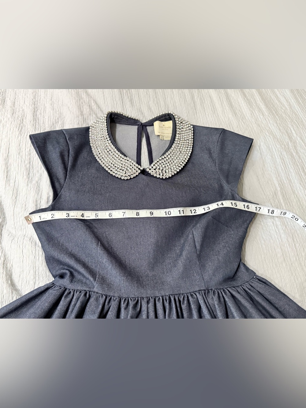 Kate Spade navy blue Kimberly rhinestone Peter Pan collar Dress size 6 - Picture 9 of 10